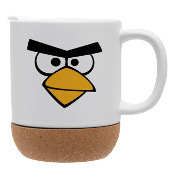 Angry birds eyes, Ceramic coffee mug Cork (MAT), 330ml (1pcs)