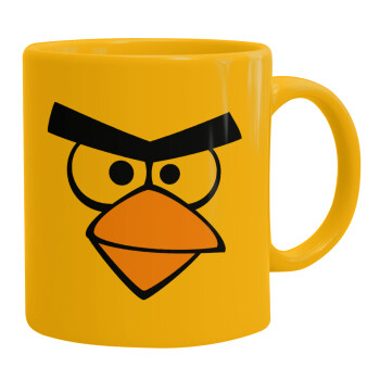Angry birds eyes, Ceramic coffee mug yellow, 330ml (1pcs)