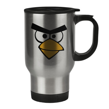 Angry birds eyes, Stainless steel travel mug with lid, double wall 450ml