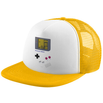 Gameboy, Καπέλο Ενηλίκων Soft Trucker με Δίχτυ Κίτρινο/White (POLYESTER, ΕΝΗΛΙΚΩΝ, UNISEX, ONE SIZE)