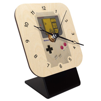 Gameboy, Quartz Table clock in natural wood (10cm)