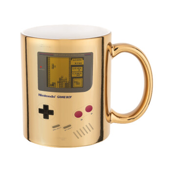 Gameboy, Mug ceramic, gold mirror, 330ml