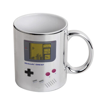 Gameboy, Mug ceramic, silver mirror, 330ml