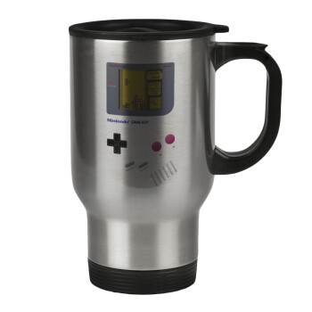 Gameboy, Stainless steel travel mug with lid, double wall 450ml