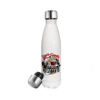 Dear Santa, sorry for all the F-bombs, Metal mug thermos White (Stainless steel), double wall, 500ml