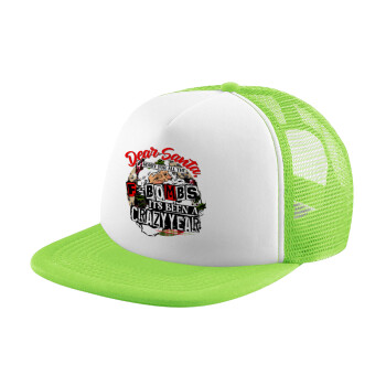 Dear Santa, sorry for all the F-bombs, Child's Soft Trucker Hat with Green/White Mesh (POLYESTER, CHILDREN'S, ONE SIZE)