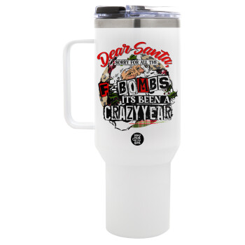 Dear Santa, sorry for all the F-bombs, Mega Stainless steel Tumbler with lid, double wall 1,2L