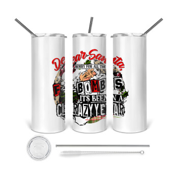 Dear Santa, sorry for all the F-bombs, 360 Eco friendly stainless steel tumbler 600ml, with metal straw & cleaning brush