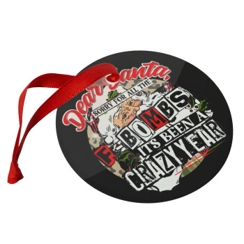 Dear Santa, sorry for all the F-bombs, Christmas ornament glass 9cm