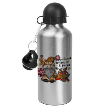 Gingerbread Wishes, Metallic water jug, Silver, aluminum 500ml