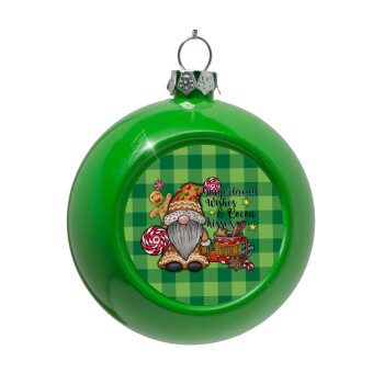 Gingerbread Wishes, Green Christmas tree ornament bauble 8cm