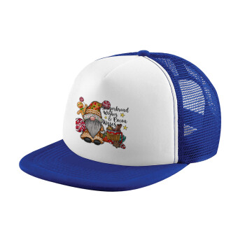 Gingerbread Wishes, Child's Soft Trucker Hat with Blue/White Mesh (POLYESTER, CHILD, ONE SIZE)