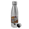 Metallic water bottle, stainless steel, 750ml