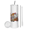 Tumbler stainless steel 600ml, with metal straw & cleaning brush