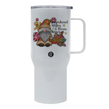 Gingerbread Wishes, Mega Stainless steel Tumbler with lid, double wall 750L