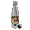 Metallic water bottle, stainless steel, 750ml