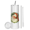 Tumbler stainless steel 600ml, with metal straw & cleaning brush