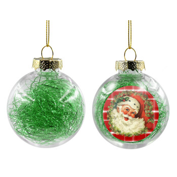 Santa Claus, Χριστουγεννιάτικη μπάλα δένδρου διάφανη με πράσινο γέμισμα 8cm