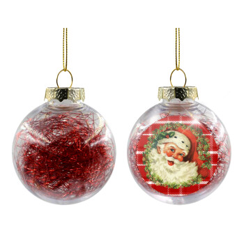 Santa Claus, Transparent Christmas tree ball ornament with red filling 8cm