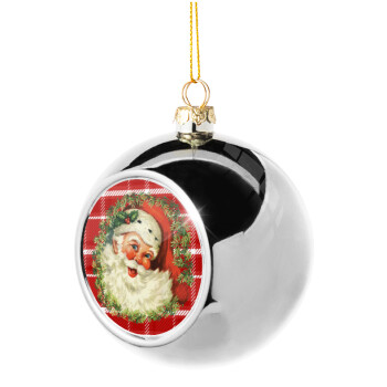 Santa Claus, Silver 8cm Christmas tree ball ornament