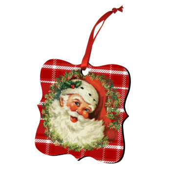 Santa Claus, Χριστουγεννιάτικο στολίδι polygon ξύλινο 7.5cm