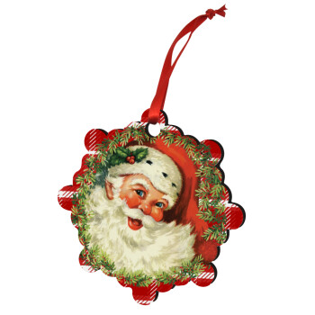 Santa Claus, Christmas ornament snowflake wooden 7.5cm