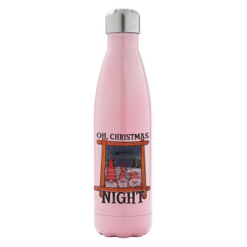 Oh Christmas Night, Metal mug thermos Pink Iridiscent (Stainless steel), double wall, 500ml