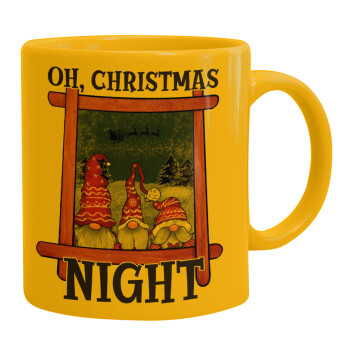 Oh Christmas Night, Ceramic coffee mug yellow, 330ml (1pcs)