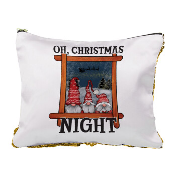 Oh Christmas Night, Sequin Gold Pouch Cosmetic Bag