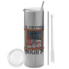 Tumbler stainless steel Silver 600ml, with metal straw & cleaning brush