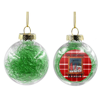 Oh Christmas Night, Χριστουγεννιάτικη μπάλα δένδρου διάφανη με πράσινο γέμισμα 8cm