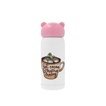 Hot Cocoa And Christmas Movies, Pink stainless steel thermal flask, 320ml