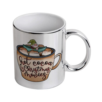 Hot Cocoa And Christmas Movies, Mug ceramic, silver mirror, 330ml