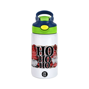 Ho ho ho, Children's hot water bottle, stainless steel, with safety straw, green, blue (350ml)