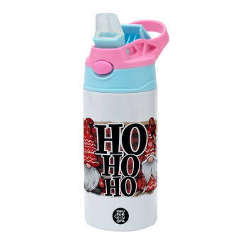 Ho ho ho, Children's hot water bottle, stainless steel, with safety straw, Pink/BlueCiel (360ml) BPA FREE