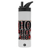 Metallic thermos bottle with straw & handle, stainless steel (Stainless steel 304), double-walled, 600ml.