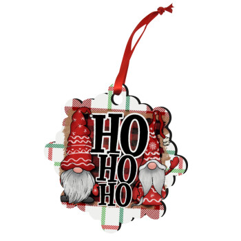 Ho ho ho, Χριστουγεννιάτικο στολίδι snowflake ξύλινο 7.5cm