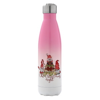 Oh Christmas Night, Metal mug thermos Pink/White (Stainless steel), double wall, 500ml