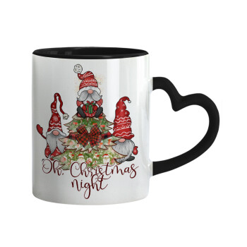 Oh Christmas Night, Mug heart black handle, ceramic, 330ml