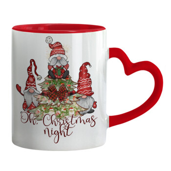 Oh Christmas Night, Mug heart red handle, ceramic, 330ml