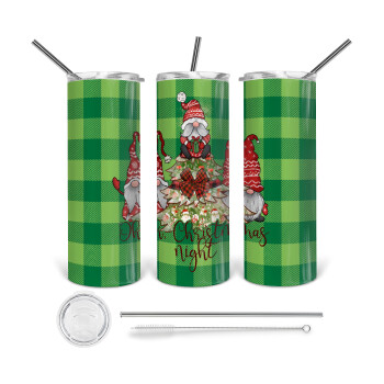 Oh Christmas Night, 360 Eco friendly stainless steel tumbler 600ml, with metal straw & cleaning brush