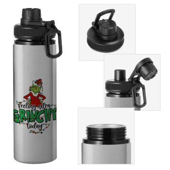 Grinch Feeling Extra Grinchy Today, Metallic water bottle with safety cap, 850ml aluminum