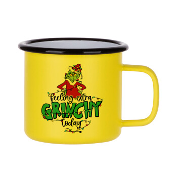 Grinch Feeling Extra Grinchy Today, Metallic enamel MATT Yellow cup 360ml