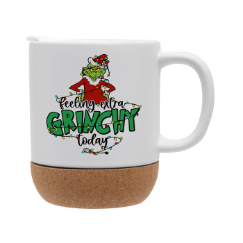 Grinch Feeling Extra Grinchy Today, Κούπα, κεραμική με βάση φελού και καπάκι (ΜΑΤ), 330ml (1 τεμάχιο)