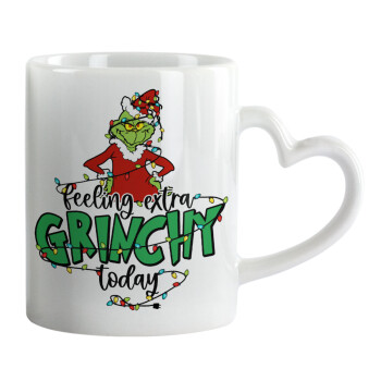 Grinch Feeling Extra Grinchy Today, Mug heart handle, ceramic, 330ml