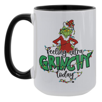 Grinch Feeling Extra Grinchy Today, Κούπα Mega 15oz, κεραμική Μαύρη, 450ml