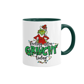 Grinch Feeling Extra Grinchy Today, Κούπα χρωματιστή πράσινη, κεραμική, 330ml
