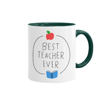 Best teacher ever, Mug colored green, ceramic, 330ml