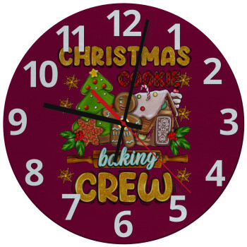 Christmas Cookie Baking Crew, Ρολόι τοίχου γυάλινο (30cm)