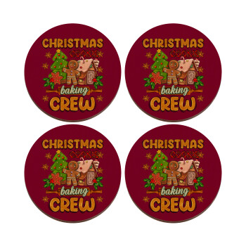 Christmas Cookie Baking Crew, ΣΕΤ x4 Σουβέρ ξύλινα στρογγυλά plywood (9cm)